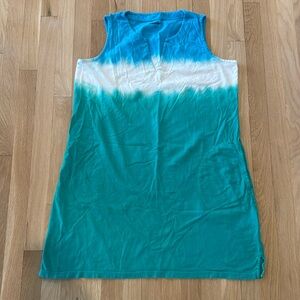 Lands End Blue Green Ombré Sleeveless Dress Coverup L